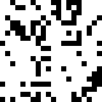 A gif of a random state game of life advancing in time for a few iterations